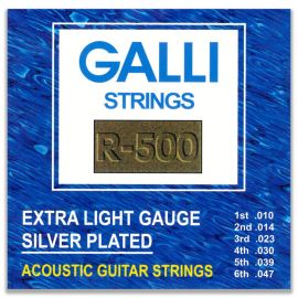 CORDIERA PER CHITARRA ACUSTICA FOLK GALLI STRING R500 SILVER PLATED 10-47 EXTRA