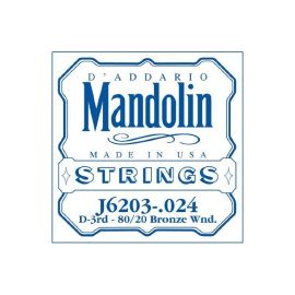 CORDA D'ADDARIO PER MANDOLINO J6203-.024  D-3rd 80/20 BRONZE WOUND